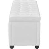 Storage Ottoman Artificial Leather White - 45-Degree Angle