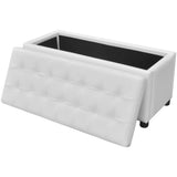 Storage Ottoman Artificial Leather White - Rear View