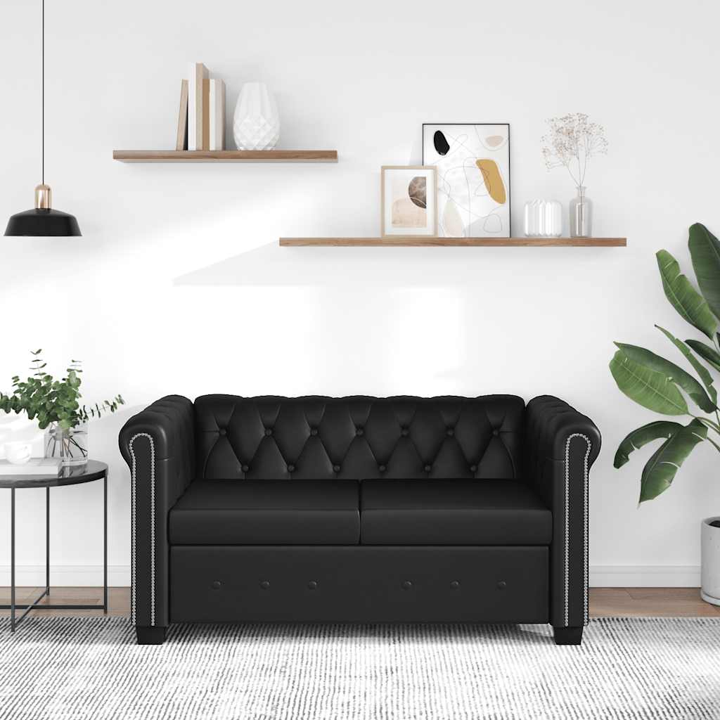 Chesterfield 2-Seater Artificial Leather Black