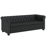 Chesterfield 3-Seater Artificial Leather Black - Front View