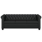 Chesterfield 3-Seater Artificial Leather Black