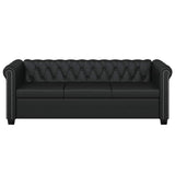 Chesterfield 3-Seater Artificial Leather Black - Side View