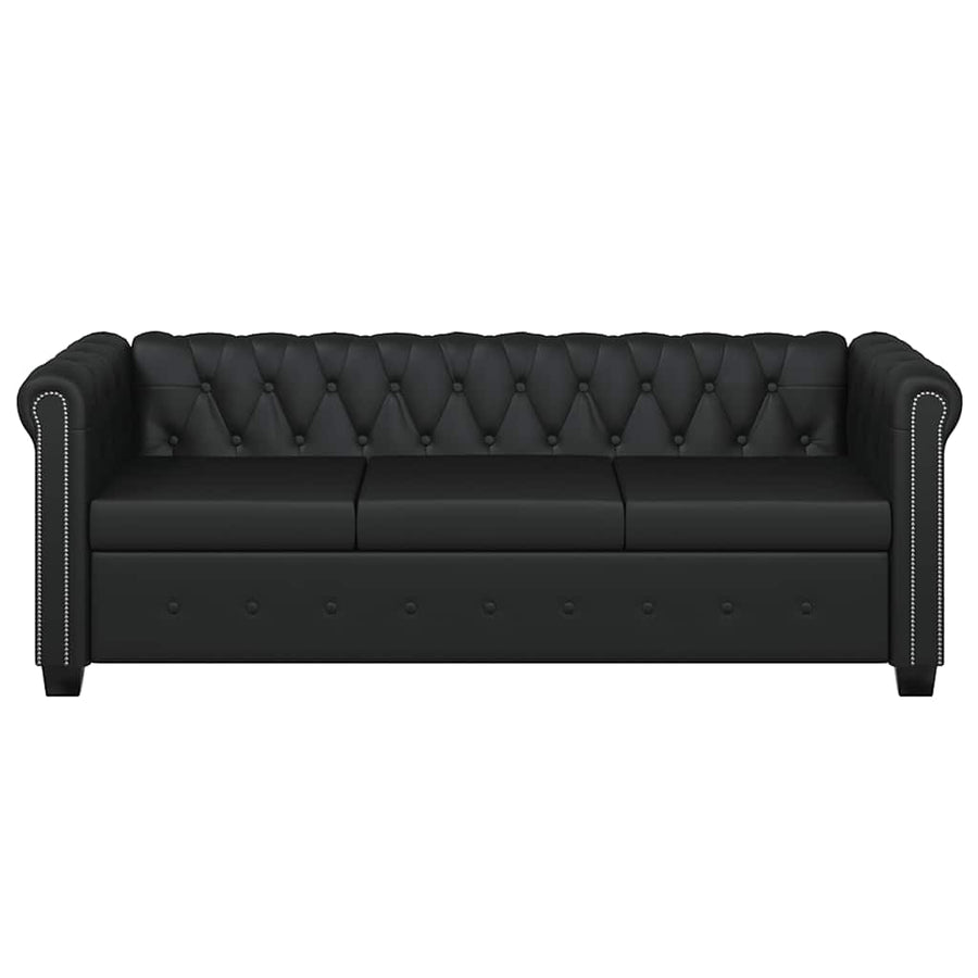 Chesterfield 3-Seater Artificial Leather Black