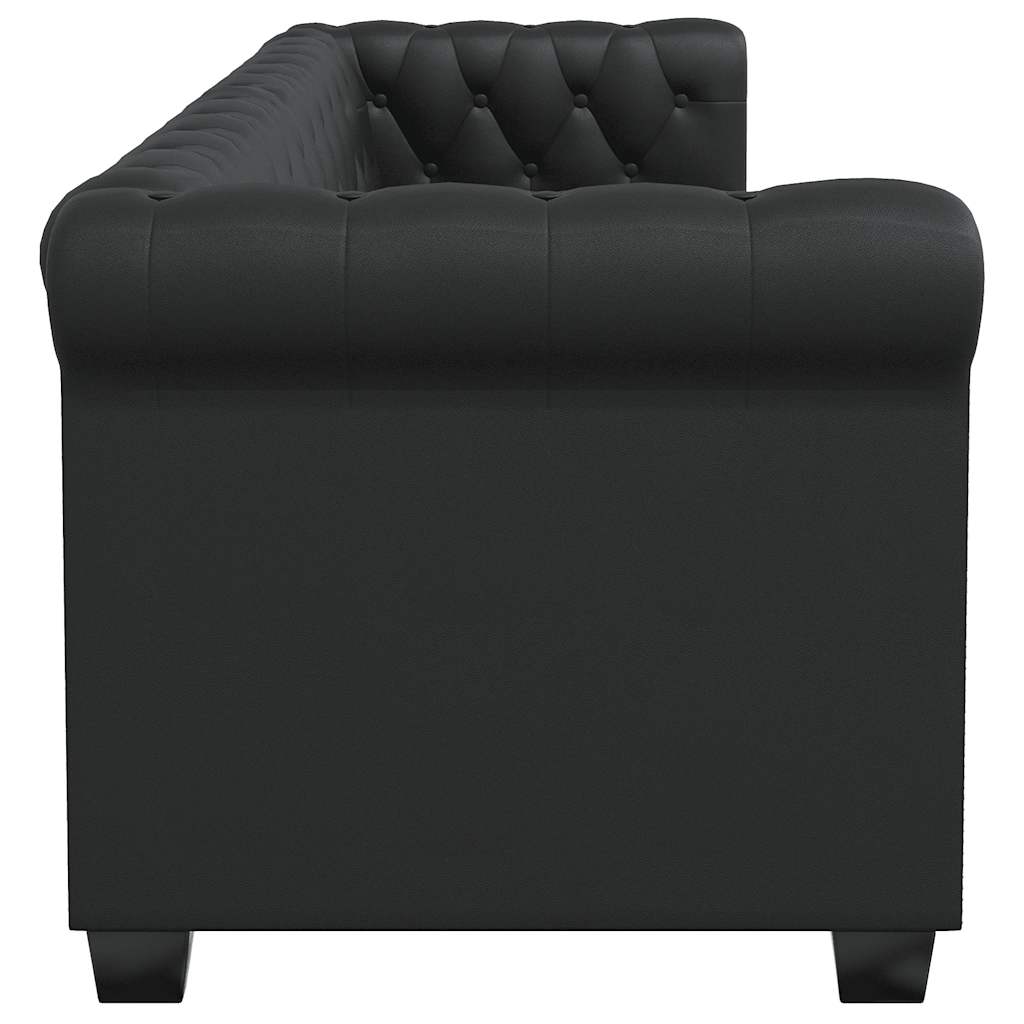 Chesterfield 3-Seater Artificial Leather Black