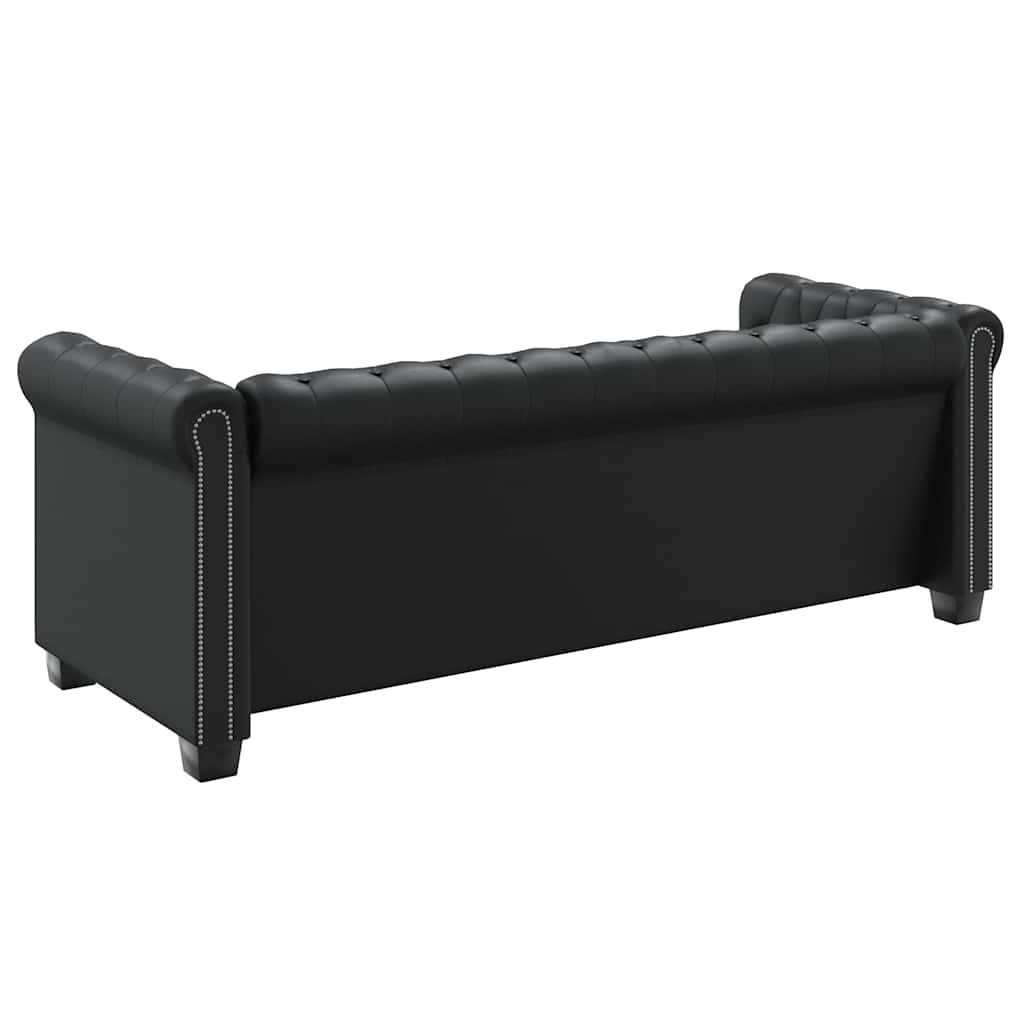 Chesterfield 3-Seater Artificial Leather Black