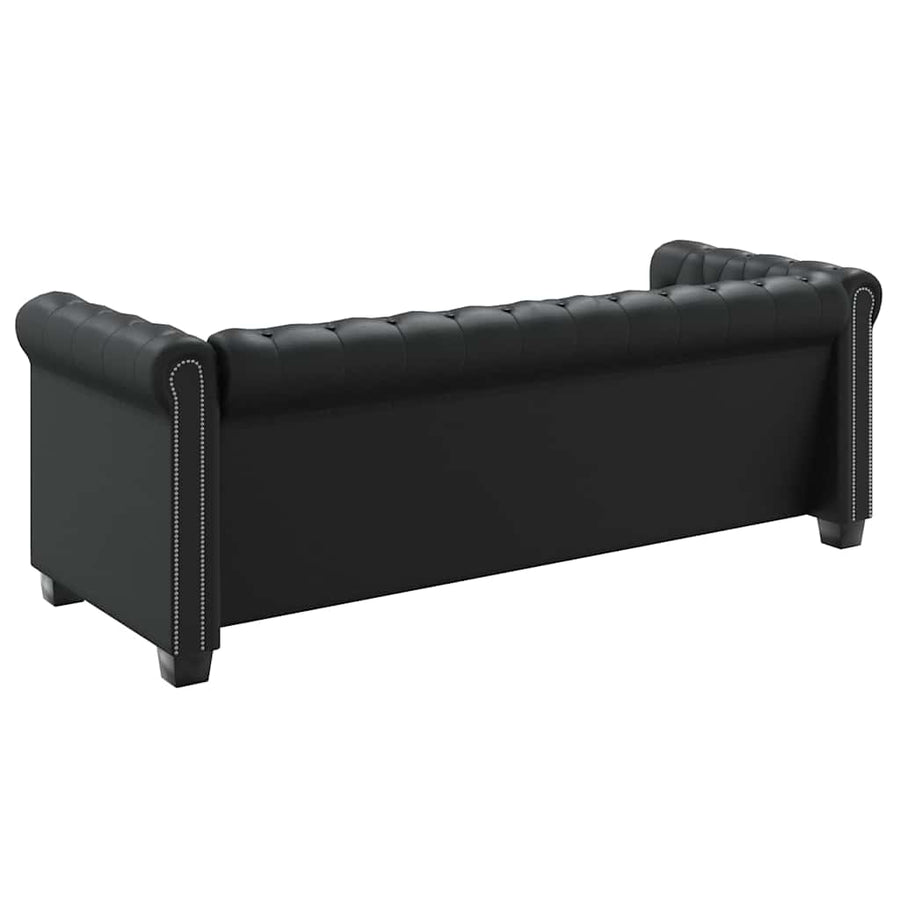 Chesterfield 3-Seater Artificial Leather Black