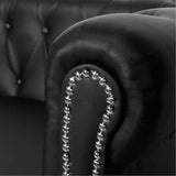 Chesterfield 3-Seater Artificial Leather Black - Close-Up Angle