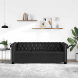 Chesterfield 3-Seater Artificial Leather Black