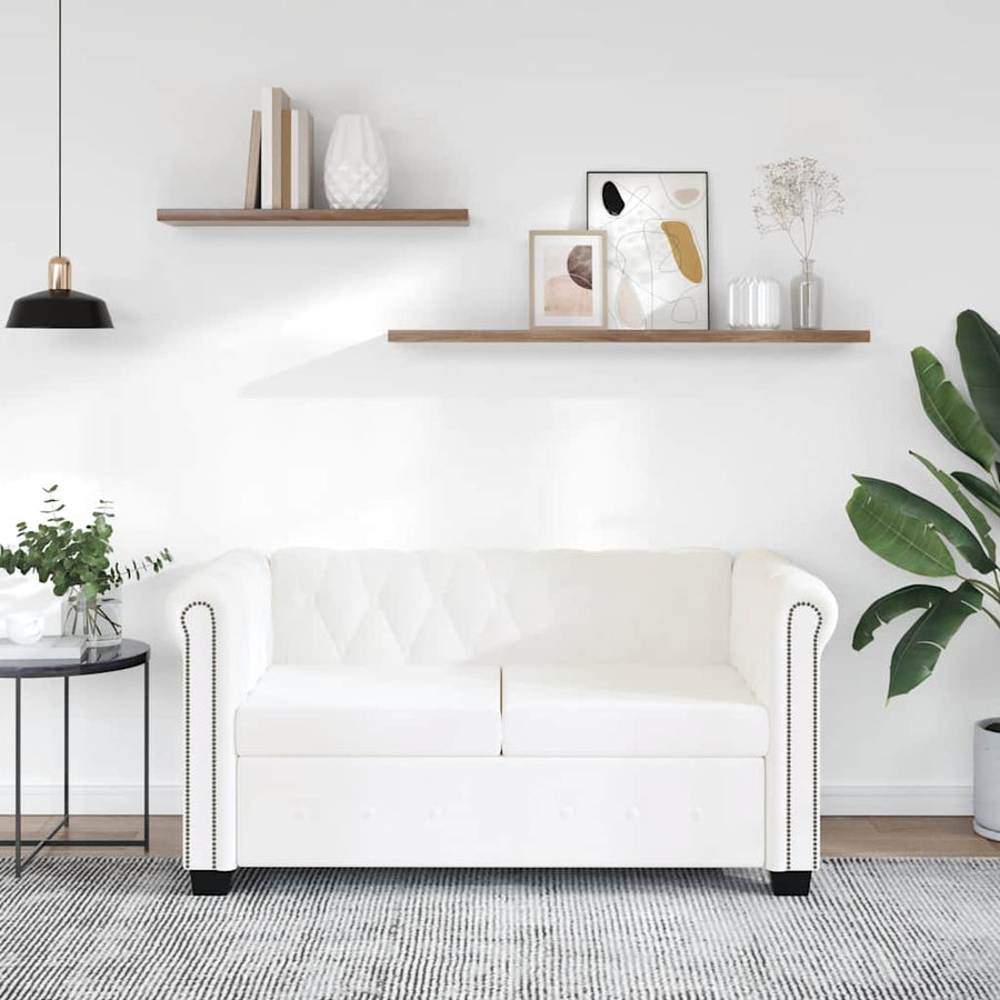 Chesterfield 2-Seater Artificial Leather White