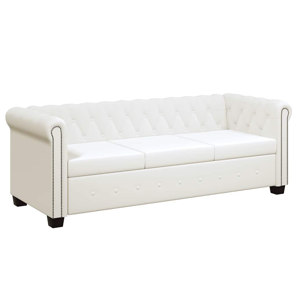 Chesterfield 3-Seater Artificial Leather White