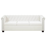 Chesterfield 3-Seater Artificial Leather White