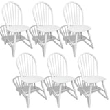 Dining Chairs 6 pcs White Solid Rubber Wood - Front View