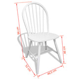 Dining Chairs 6 pcs White Solid Rubber Wood - Rear View