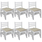 Dining Chairs 6 pcs White Solid Wood and Velvet