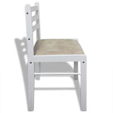 Dining Chairs 6 pcs White Solid Wood and Velvet - 45-Degree Angle