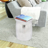 Hammered Aluminium Stool/Side Table Silver - Front View