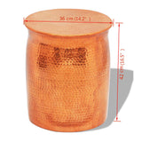 Hammered Aluminium Stool/Side Table Brass/Copper Colour - Top-Down View