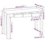 Console Table with 3 Drawers 80 cm Solid Acacia Wood