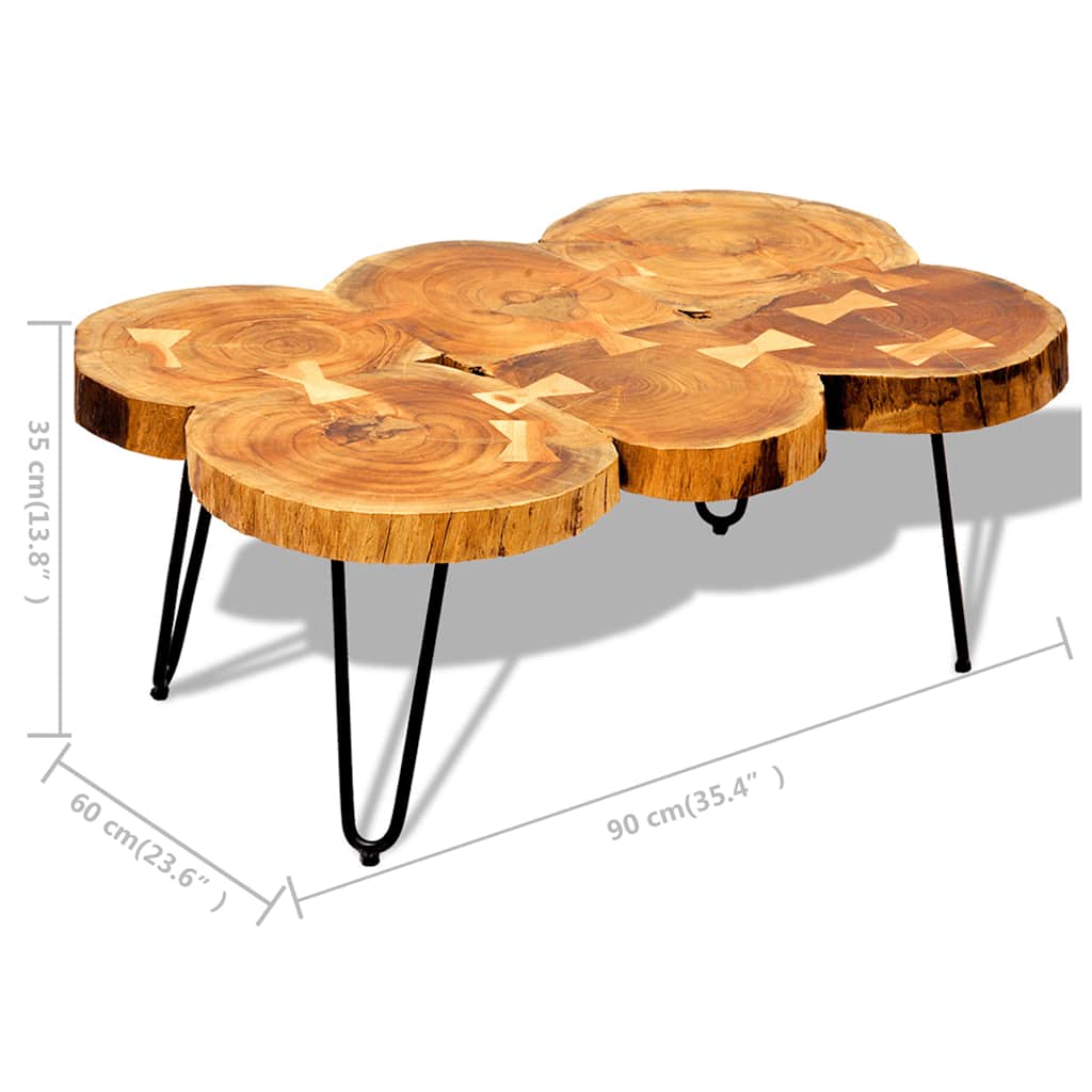 Coffee Table 35 cm 6 Trunks Solid Acacia Wood