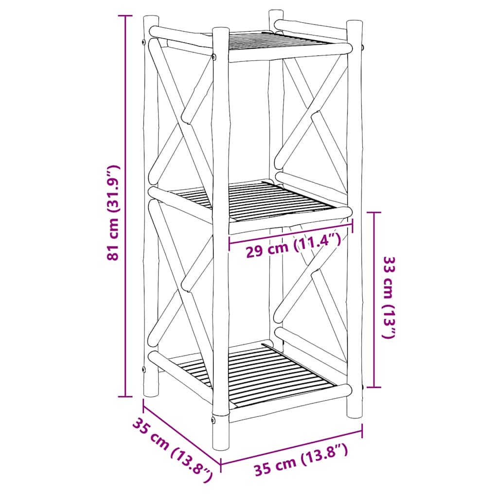 3-Tier Square Bamboo Shelf