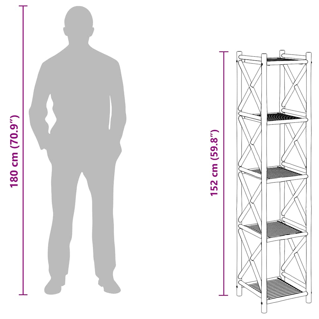 5-Tier Square Bamboo Shelf