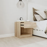 Nightstand 2 pcs with Drawer Oak Colour - Top-Down View