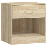 Nightstand 2 pcs with Drawer Oak Colour - Rear View