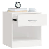 Nightstand 2 pcs with Drawer White - 45-Degree Angle