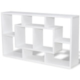 Floating Wall Display Shelf 8 Compartments White - Front View