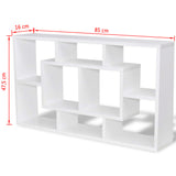 Floating Wall Display Shelf 8 Compartments White - Rear View