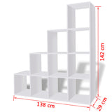 Staircase Bookcase/Display Shelf 142 cm White - Close-Up Angle