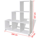 Staircase Bookcase/Display Shelf 107 cm White - Close-Up Angle
