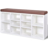 Shoe Storage Bench 10 Compartments White - Front View