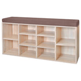 Shoe Storage Bench 10 Compartments Oak Colour - Front View