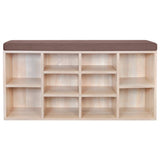 Shoe Storage Bench 10 Compartments Oak Colour - Side View