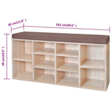 Shoe Storage Bench 10 Compartments Oak Colour - 45-Degree Angle