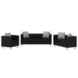 Sofa Set Artificial Leather 3-Seater 2-Seater Armchair Black