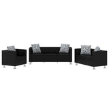 Sofa Set Artificial Leather 3-Seater 2-Seater Armchair Black