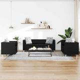 Sofa Set Artificial Leather 3-Seater 2-Seater Armchair Black