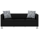 Sofa Set Artificial Leather 3-Seater 2-Seater Armchair Black