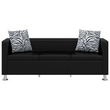 Sofa Set Artificial Leather 3-Seater 2-Seater Armchair Black - Side View