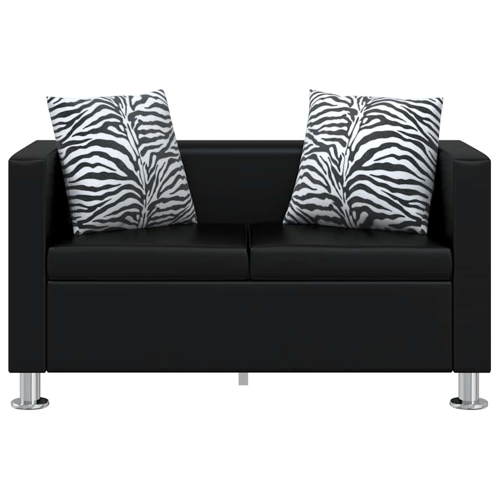 Sofa Set Artificial Leather 3-Seater 2-Seater Armchair Black