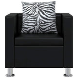 Sofa Set Artificial Leather 3-Seater 2-Seater Armchair Black