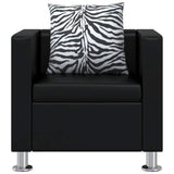 Sofa Set Artificial Leather 3-Seater 2-Seater Armchair Black - 45-Degree Angle