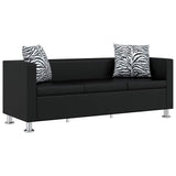 Sofa Set Artificial Leather 3-Seater 2-Seater Armchair Black - Rear View