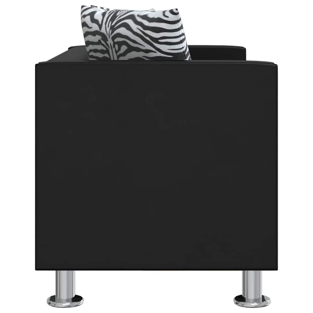 Sofa Set Artificial Leather 3-Seater 2-Seater Armchair Black