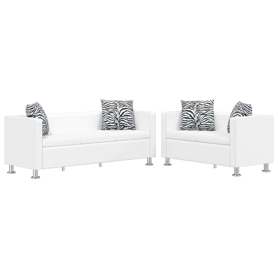 Sofa Set Artificial Leather 3-Seater and 2-Seater White