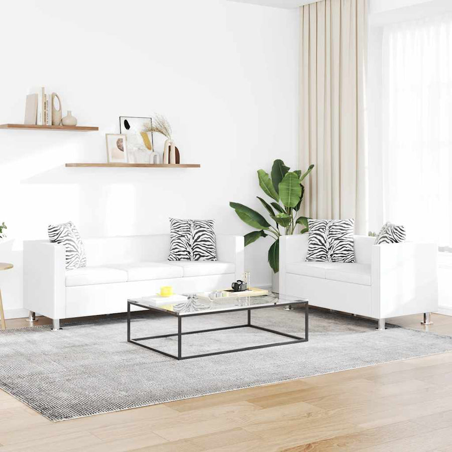 Sofa Set Artificial Leather 3-Seater and 2-Seater White