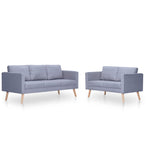 Sofa Set 2-Seater and 3-Seater Fabric Light Grey