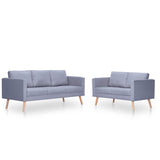 Sofa Set 2-Seater and 3-Seater Fabric Light Grey - Front View